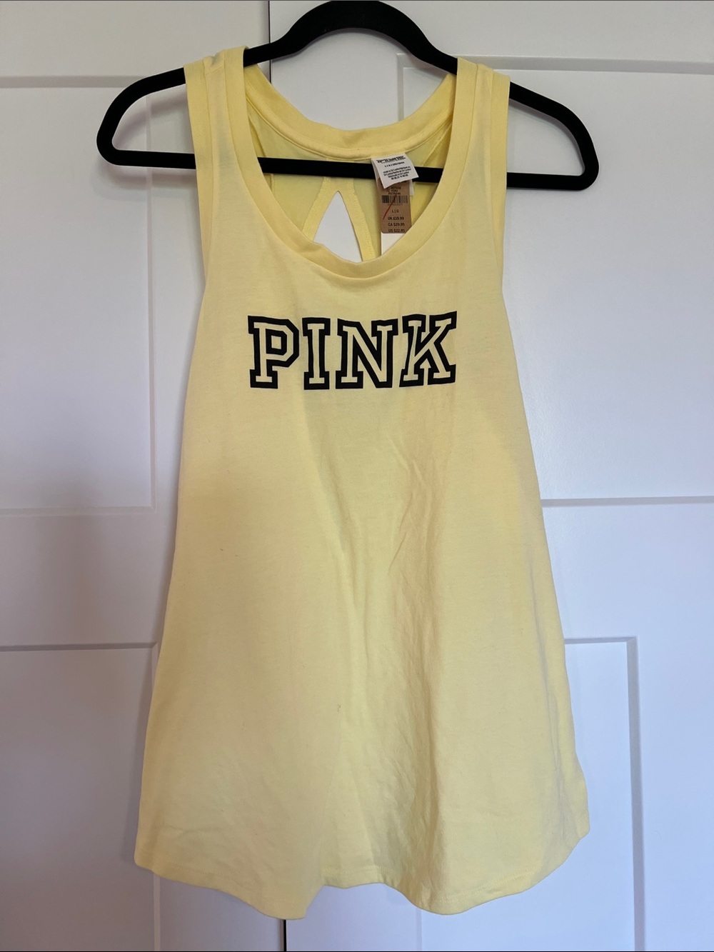 PINK Victoria's Secret Pale Yellow Logo Tank